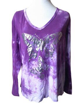 Fashion Bug Tie Dye Butterfly Shirt Size 18/20W Y2K Feminine Hippie Boho Casual